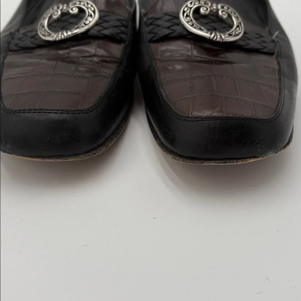 Brighton Women's Jasper Black and Brown Flats Loafers with Heart Detail
